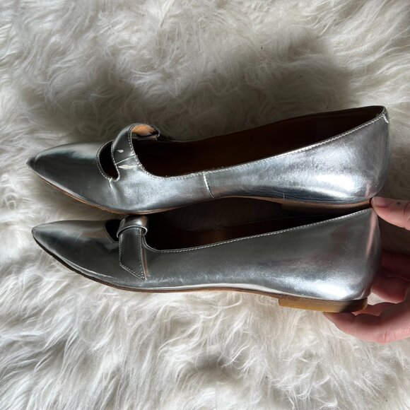 Marc by Marc Jacobs Silver Leather Ballet Maryjane Pointed Toe Flats - Picture 8 of 8